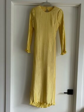 Yellow Long Sleeve Midi Dress